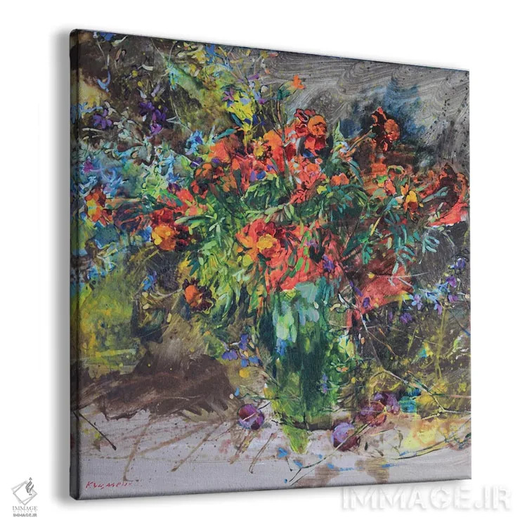 تابلو طبیعت بیجان با گلهای همیشهبهار اثر اندریی کوتساچنکو - نمای پرسپکتیو محصول