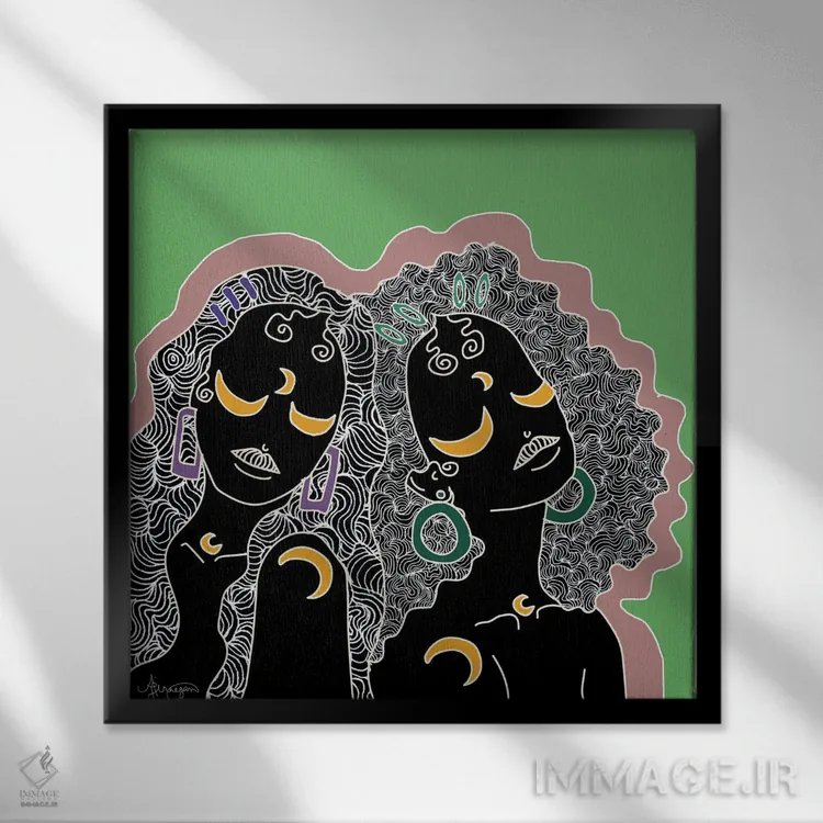 تابلو خواهر II اثر آیسلین اف - نمای قابدار مشکی