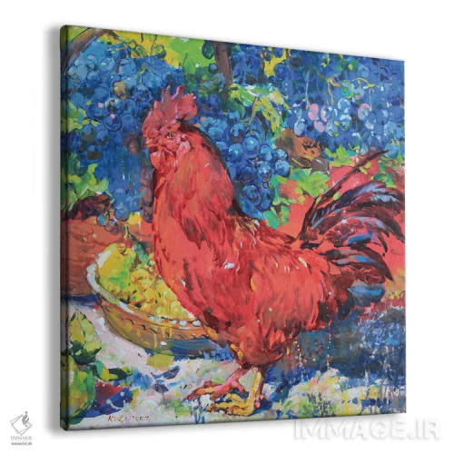 تابلو خروس با پسزمینهٔ انگورها اثر اندریی کوتساچنکو - نمای پرسپکتیو محصول