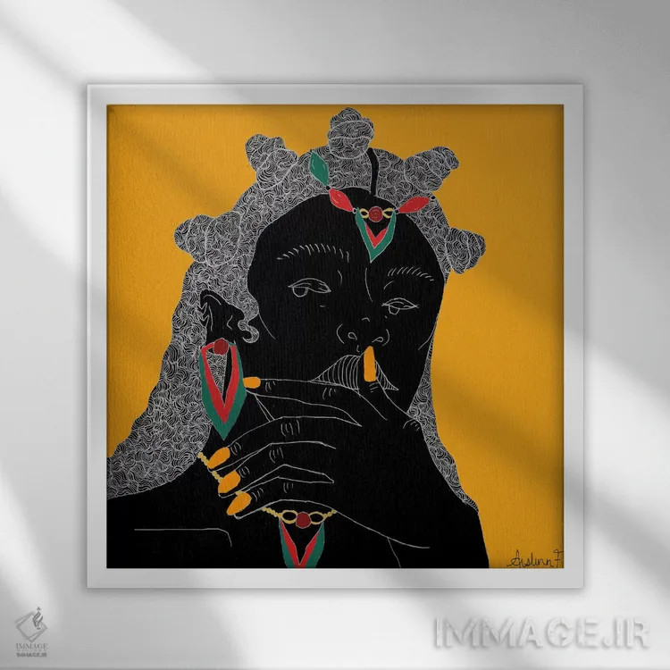 تابلو تأمل اثر آیسلین اف - نمای قابدار سفید