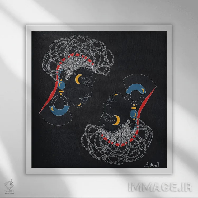 تابلو تأمل کردن اثر آیسلین اف - نمای قابدار سفید