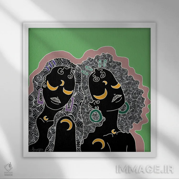 تابلو خواهر II اثر آیسلین اف - نمای قابدار سفید