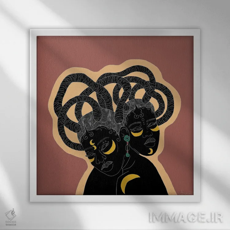 تابلو درهمتنیده اثر آیسلین اف - نمای قابدار سفید