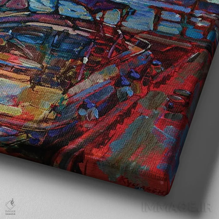 تابلو منظرهٔ دریایی با قایقهای بادبانی اثر اندریی کوتساچنکو - نمای نزدیک بافت بوم