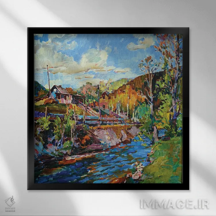 تابلو زندگی روستایی اثر اندریی کوتساچنکو - نمای قابدار مشکی