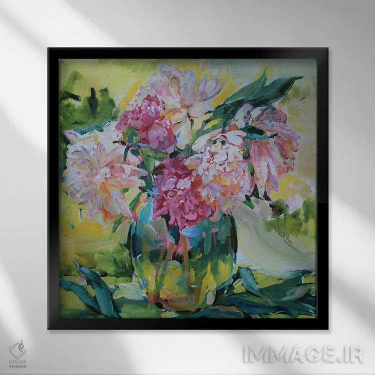 تابلو دستهگل صدتومانی اثر اندریی کوتساچنکو - نمای قابدار مشکی