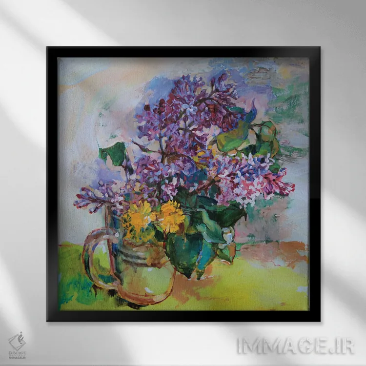 تابلو یاس بنفش کوچک اثر اندریی کوتساچنکو - نمای قابدار مشکی