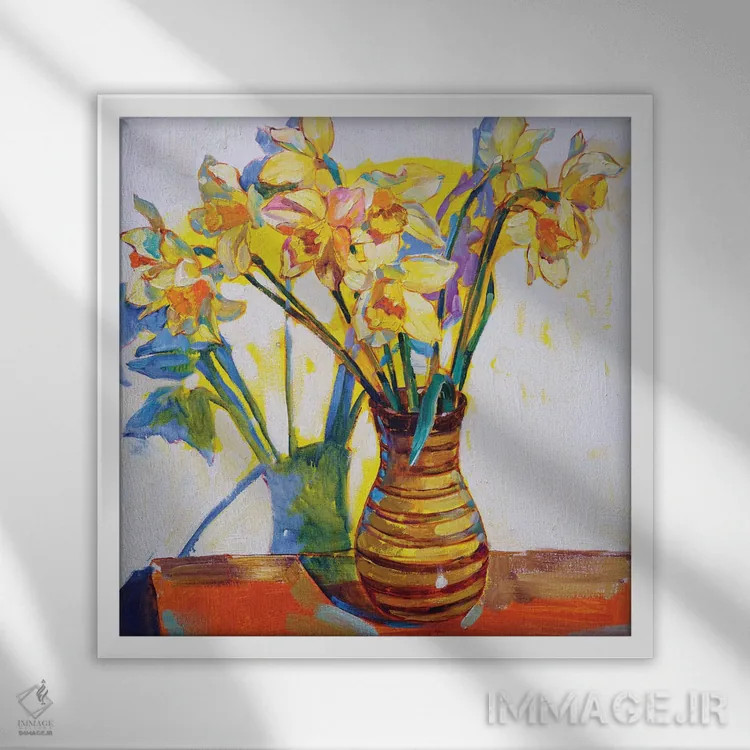 تابلو نرگسهای آفتابی اثر اندریی کوتساچنکو - نمای قابدار سفید