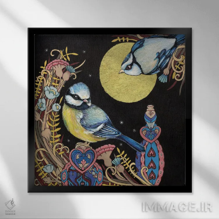 تابلو کمرزرآبیها (پرندگان کوچک) اثر آنیتا اینوراریتی - نمای قابدار مشکی