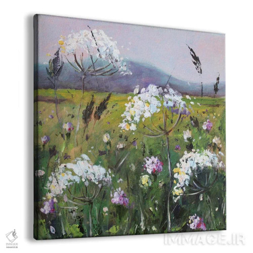 تابلو گلهای وحشی سفید اثر الکساندرا جاگودا - نمای پرسپکتیو محصول