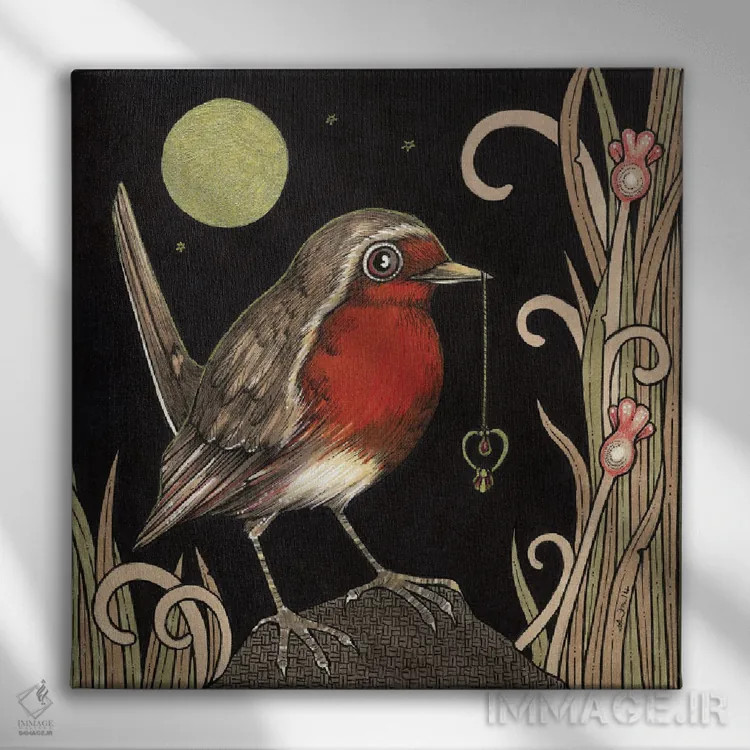 تابلو قلب یاقوتی من اثر آنیتا اینوراریتی - نمای روبهرو روی دیوار