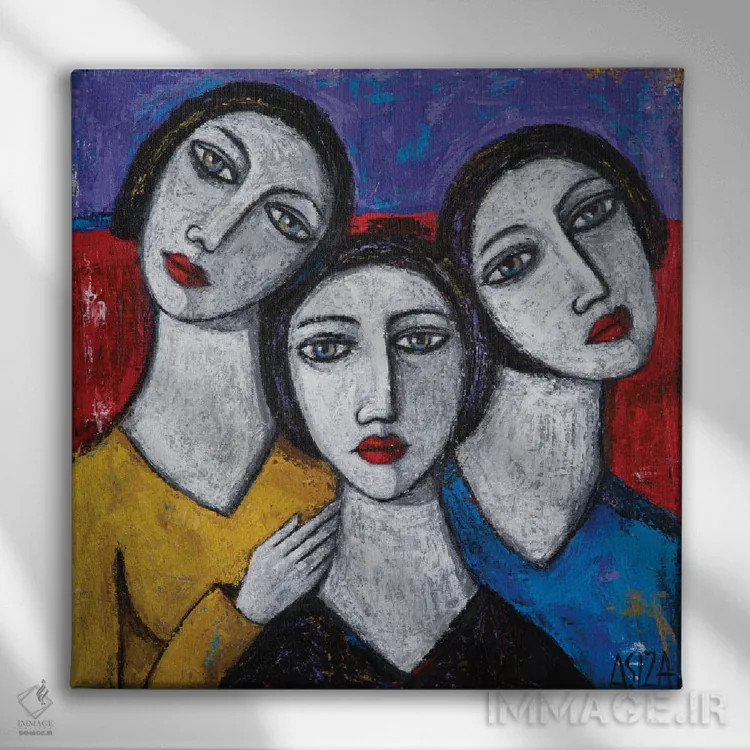 تابلو مادر و دختران اثر آسایزا - نمای روبهرو روی دیوار