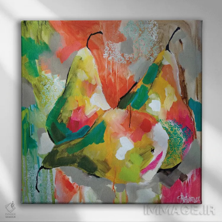 تابلو گلابیهای غرق در نور خورشید اثر آماندا جی. بروکس - نمای روبهرو روی دیوار