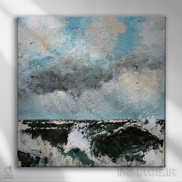 تابلو طوفان در اقیانوس اثر الکساندرا جاگودا - نمای روبهرو روی دیوار