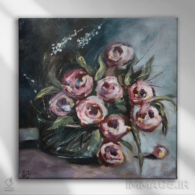تابلو رزهای تیره اثر الکساندرا جاگودا - نمای روبهرو روی دیوار