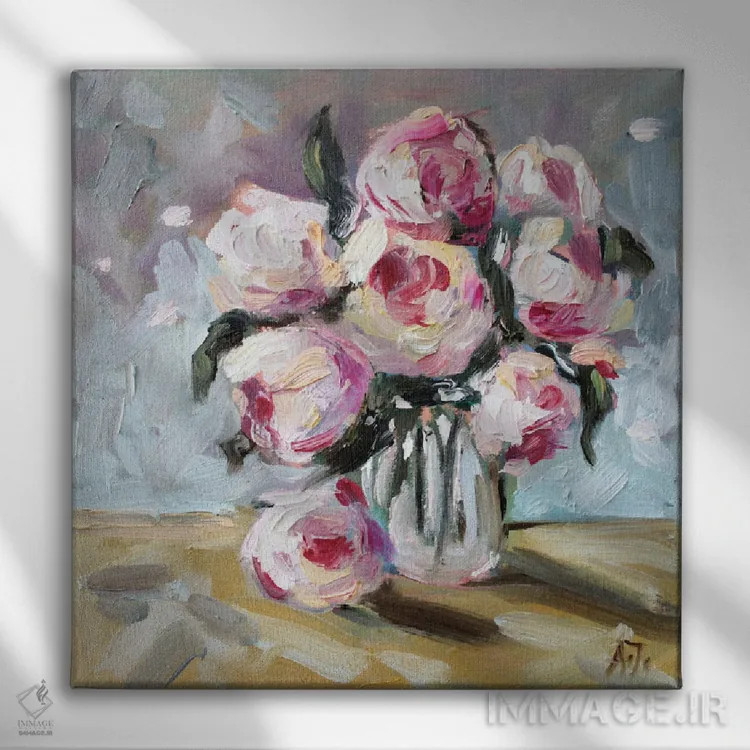 تابلو بوته گل رز اثر الکساندرا جاگودا - نمای روبهرو روی دیوار