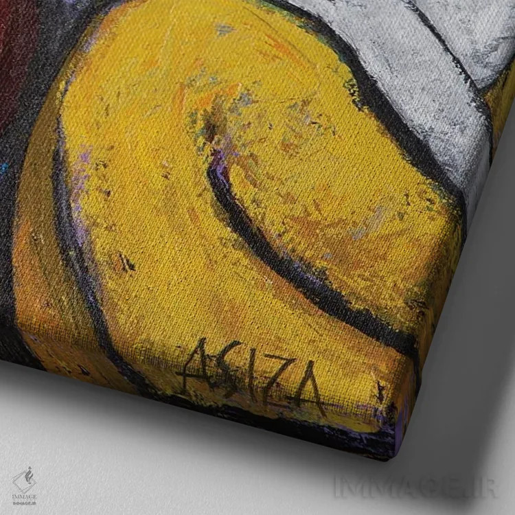 تابلو به من تکیه کن اثر آسایزا - نمای نزدیک بافت بوم