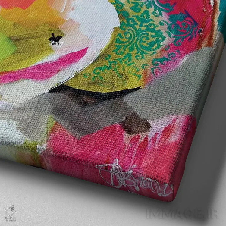 تابلو گلابیهای غرق در نور خورشید اثر آماندا جی. بروکس - نمای نزدیک بافت بوم