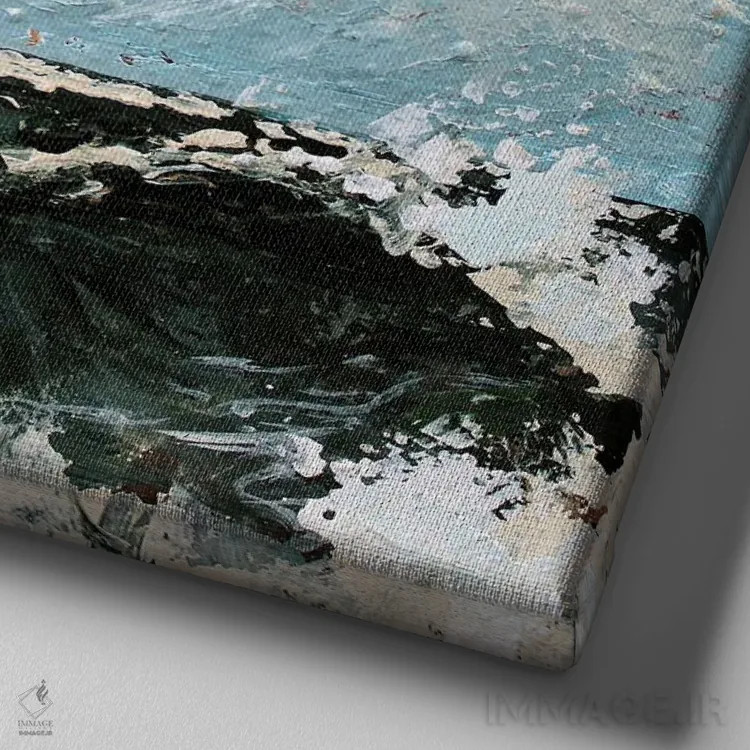 تابلو طوفان در اقیانوس اثر الکساندرا جاگودا - نمای نزدیک بافت بوم