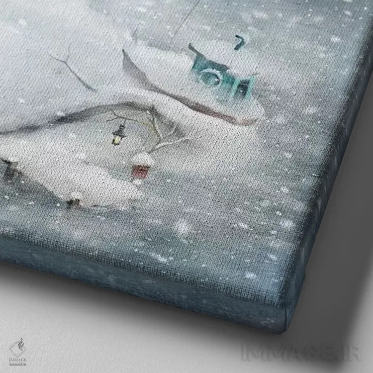 تابلو زمستان (سوئدی) اثر الکساندر یانسون - نمای نزدیک بافت بوم