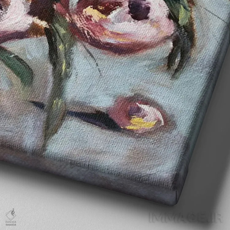 تابلو رزهای تیره اثر الکساندرا جاگودا - نمای نزدیک بافت بوم