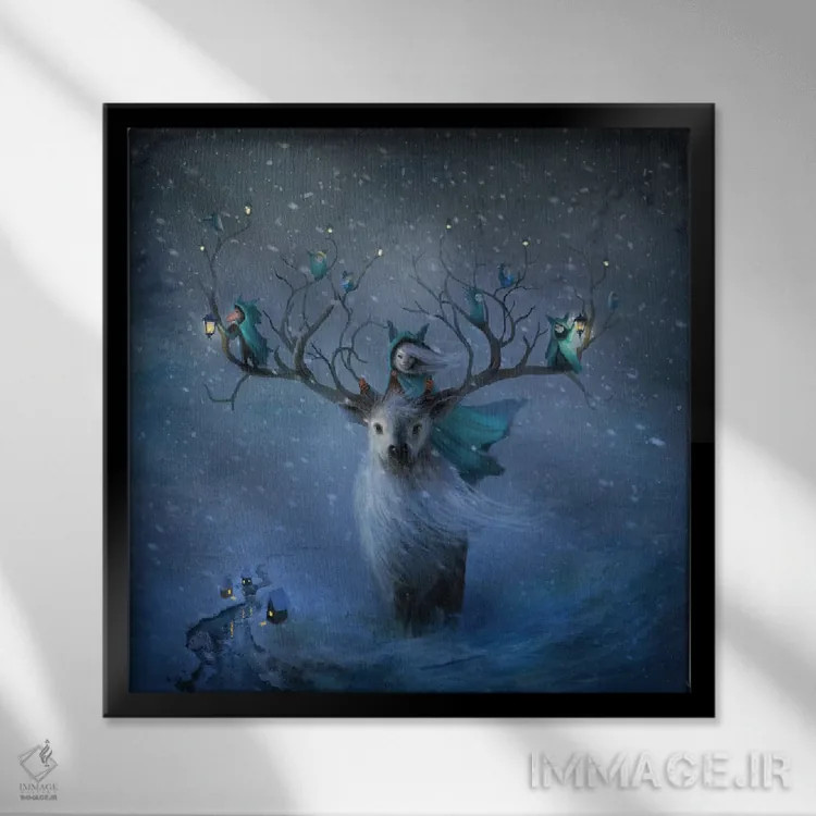 تابلو زمستانیها (گیاه یا گروهی مخصوص) اثر الکساندر یانسون - نمای قابدار مشکی