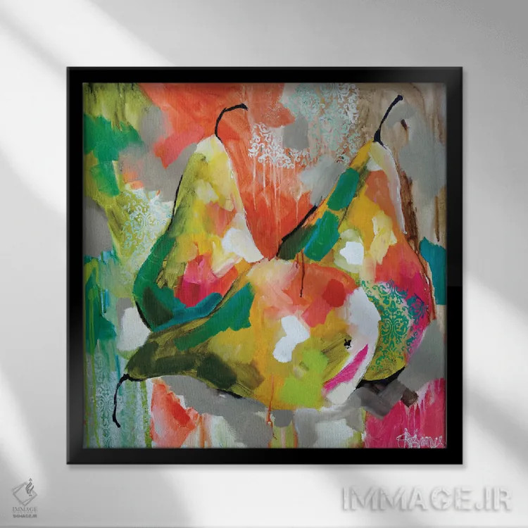 تابلو گلابیهای غرق در نور خورشید اثر آماندا جی. بروکس - نمای قابدار مشکی