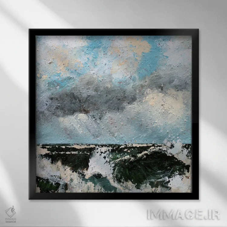 تابلو طوفان در اقیانوس اثر الکساندرا جاگودا - نمای قابدار مشکی