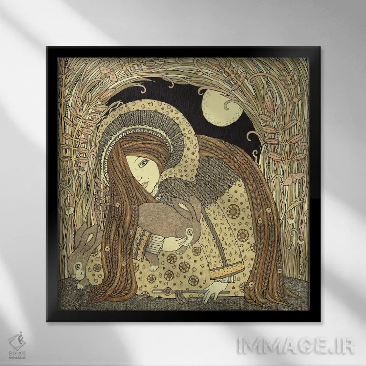 تابلو ملکه الفِین (سرزمین افسانهای الفها) اثر آنیتا اینوراریتی - نمای قابدار مشکی