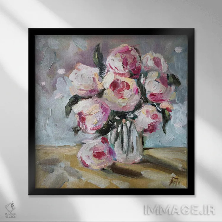 تابلو بوته گل رز اثر الکساندرا جاگودا - نمای قابدار مشکی