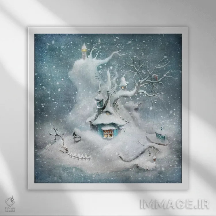 تابلو زمستان (سوئدی) اثر الکساندر یانسون - نمای قابدار سفید