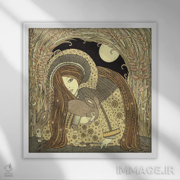 تابلو ملکه الفِین (سرزمین افسانهای الفها) اثر آنیتا اینوراریتی - نمای قابدار سفید