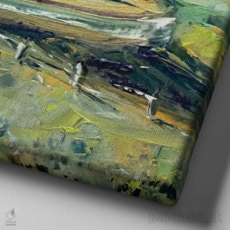 تابلو کلبه اثر الکساندرا جاگودا - نمای نزدیک بافت بوم