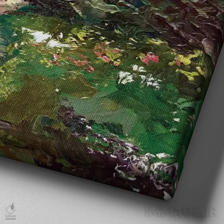 تابلو درخت کاج در ساحل اثر الکساندرا جاگودا - نمای نزدیک بافت بوم