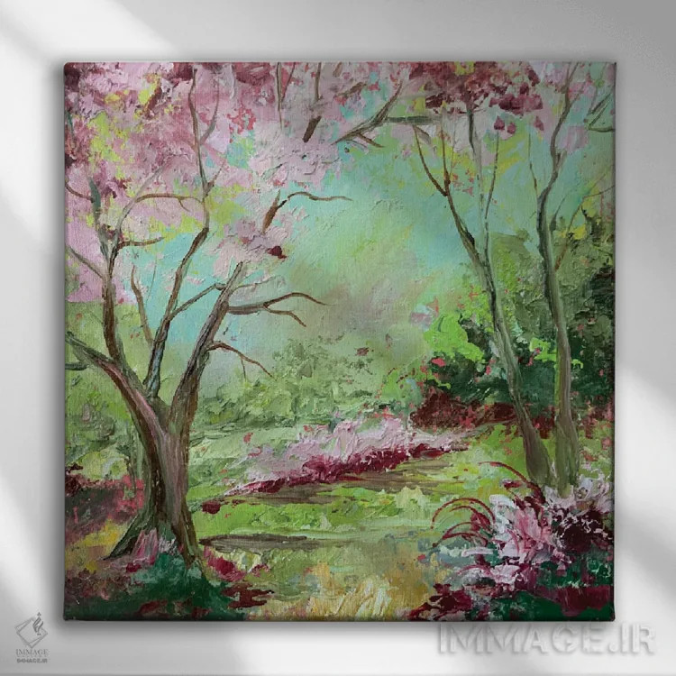 تابلو باغ بهاری اثر الکساندرا جاگودا - نمای روبهرو روی دیوار
