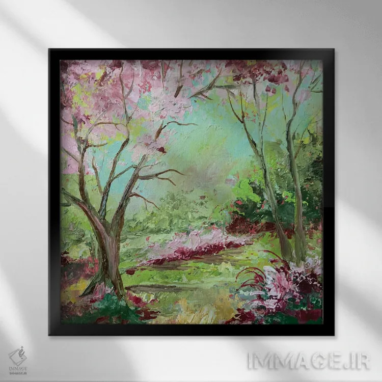 تابلو باغ بهاری اثر الکساندرا جاگودا - نمای قابدار مشکی