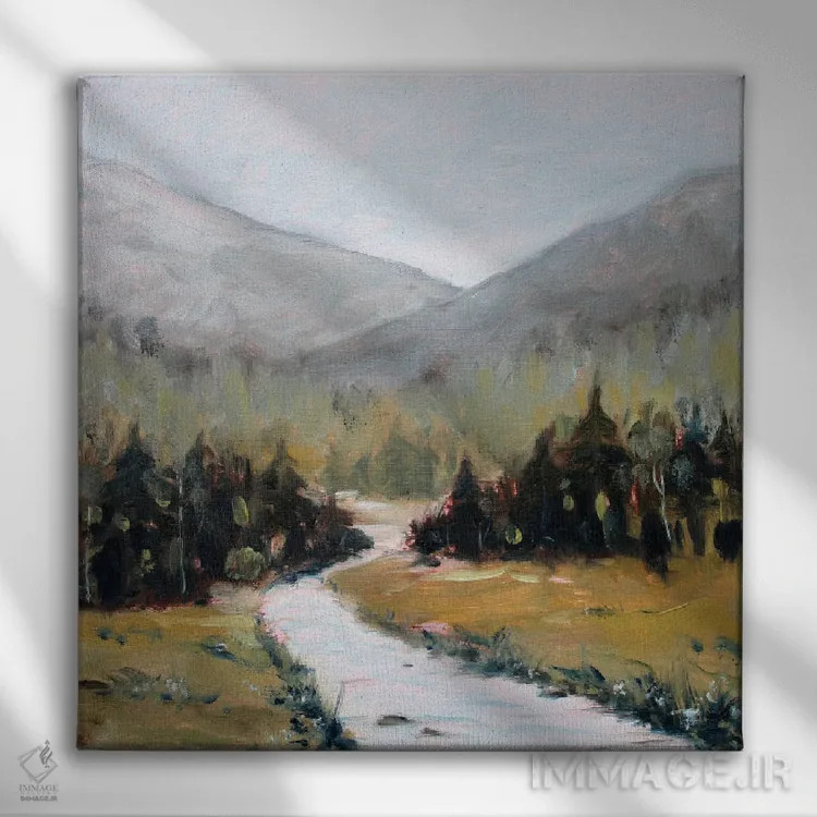 تابلو رودخانه کوهستانی اثر الکساندرا جاگودا - نمای روبهرو روی دیوار