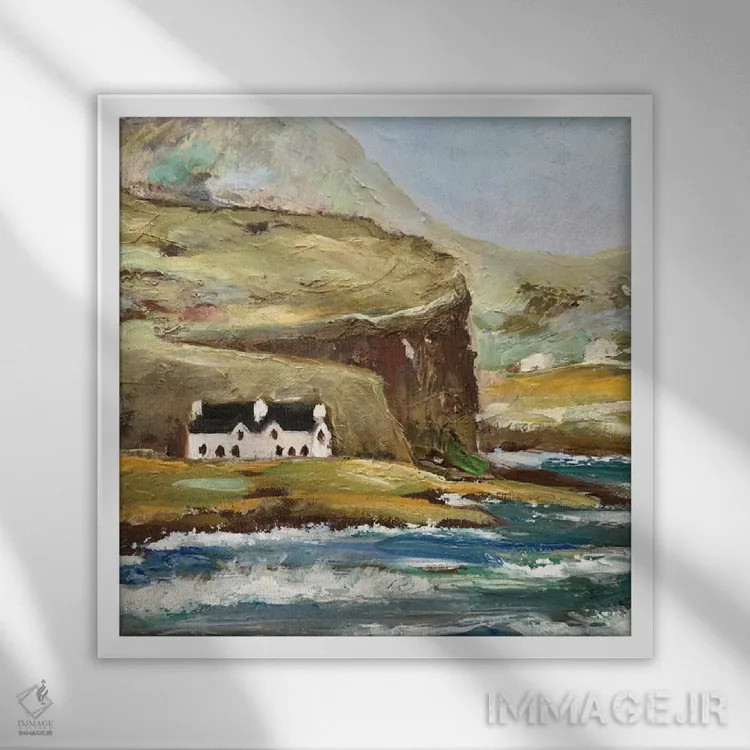 تابلو ساحل ایرلند اثر الکساندرا جاگودا - نمای قابدار سفید
