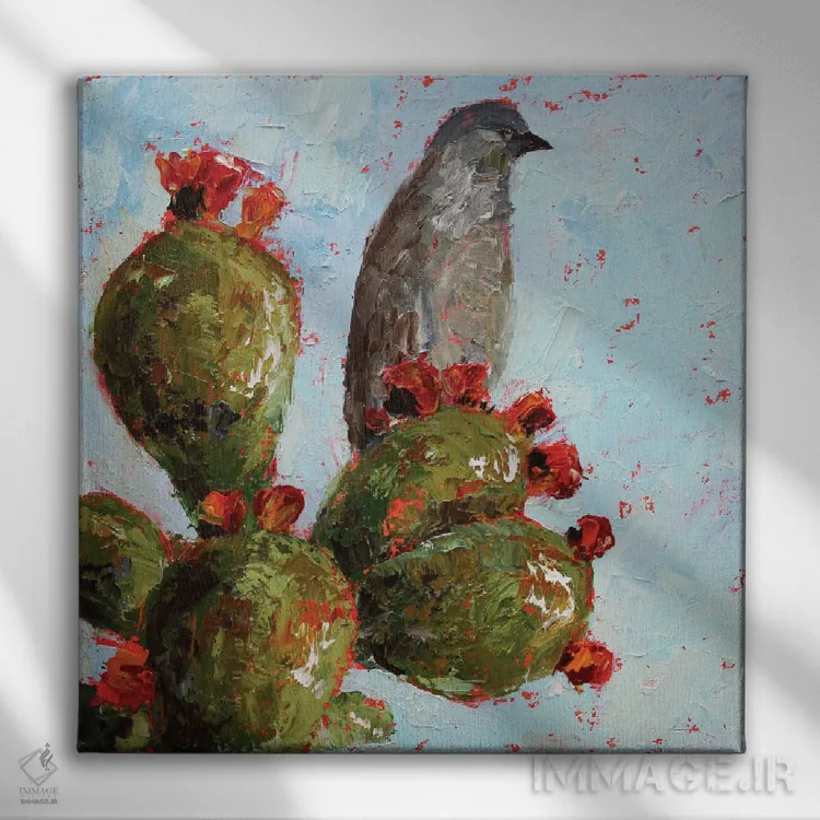 تابلو فنچ (نوعی پرنده کوچک) اثر الکساندرا جاگودا - نمای روبهرو روی دیوار