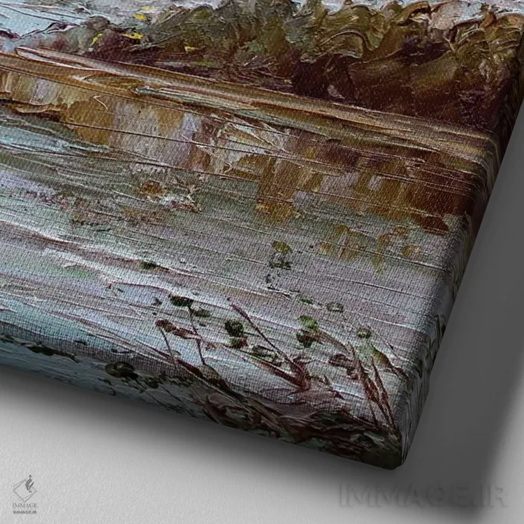 تابلو طلوع هلوئی رنگ اثر الکساندرا جاگودا - نمای نزدیک بافت بوم