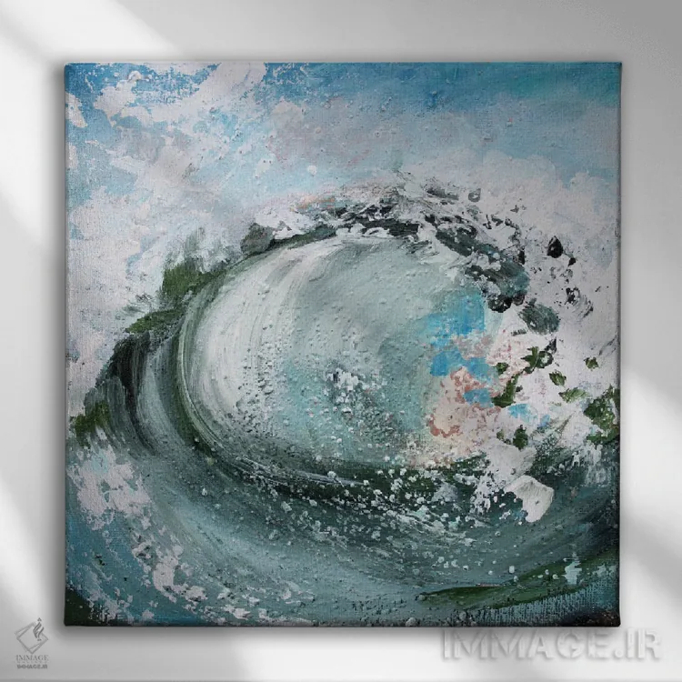 تابلو موج اقیانوس اثر الکساندرا جاگودا - نمای روبهرو روی دیوار