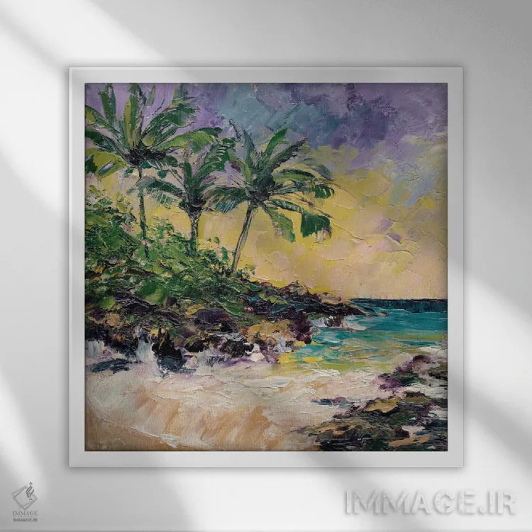 تابلو هاوایی اثر الکساندرا جاگودا - نمای قابدار سفید
