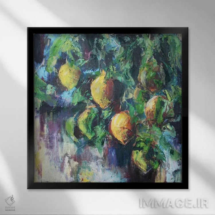 تابلو درخت لیمو اثر الکساندرا جاگودا - نمای قابدار مشکی