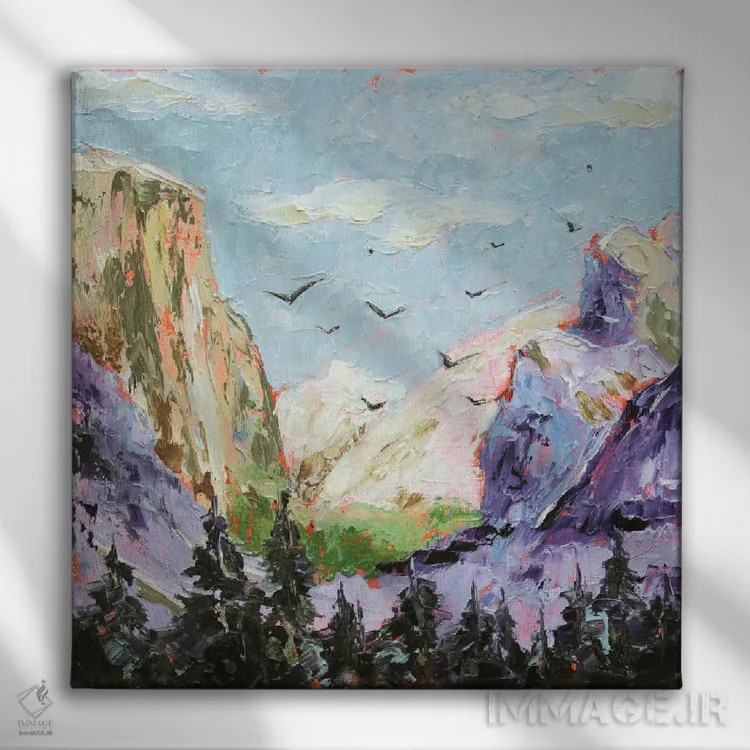 تابلو کوههای بنفش اثر الکساندرا جاگودا - نمای روبهرو روی دیوار