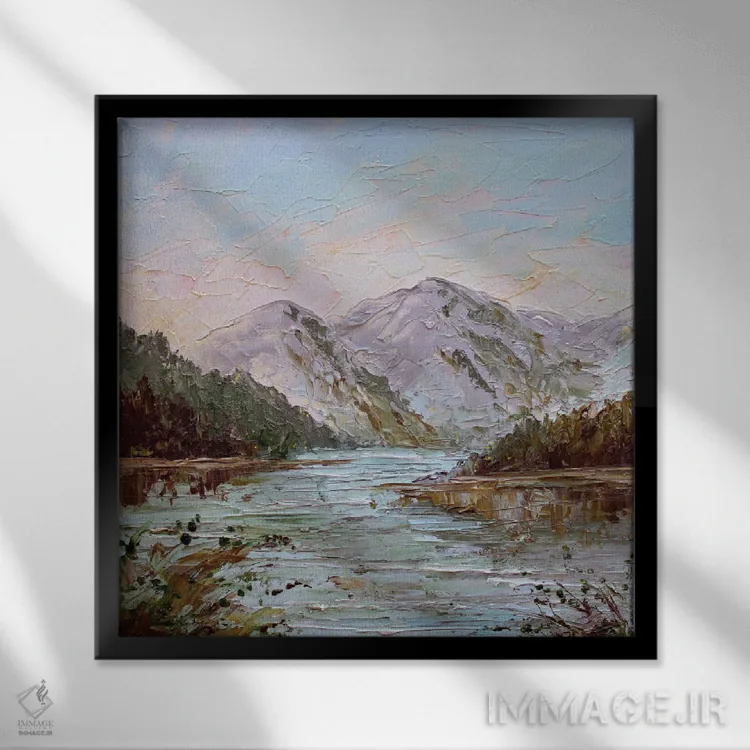 تابلو طلوع هلوئی رنگ اثر الکساندرا جاگودا - نمای قابدار مشکی