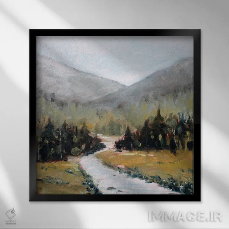 تابلو رودخانه کوهستانی اثر الکساندرا جاگودا - نمای قابدار مشکی
