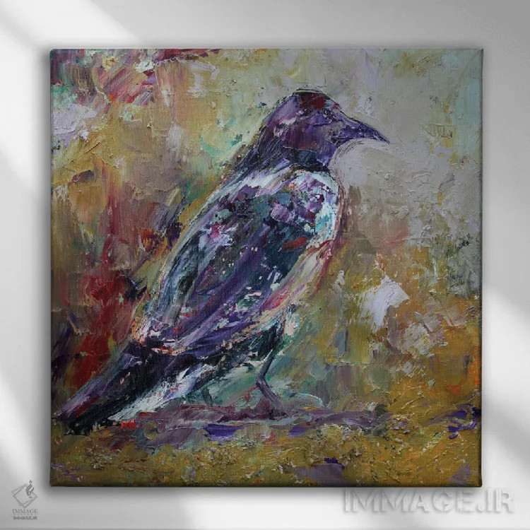 تابلو کلاغ سیاه اثر الکساندرا جاگودا - نمای روبهرو روی دیوار