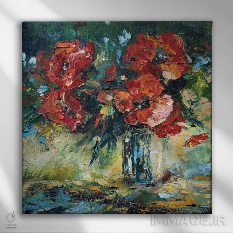 تابلو شقایقهای سرخ اثر الکساندرا جاگودا - نمای روبهرو روی دیوار