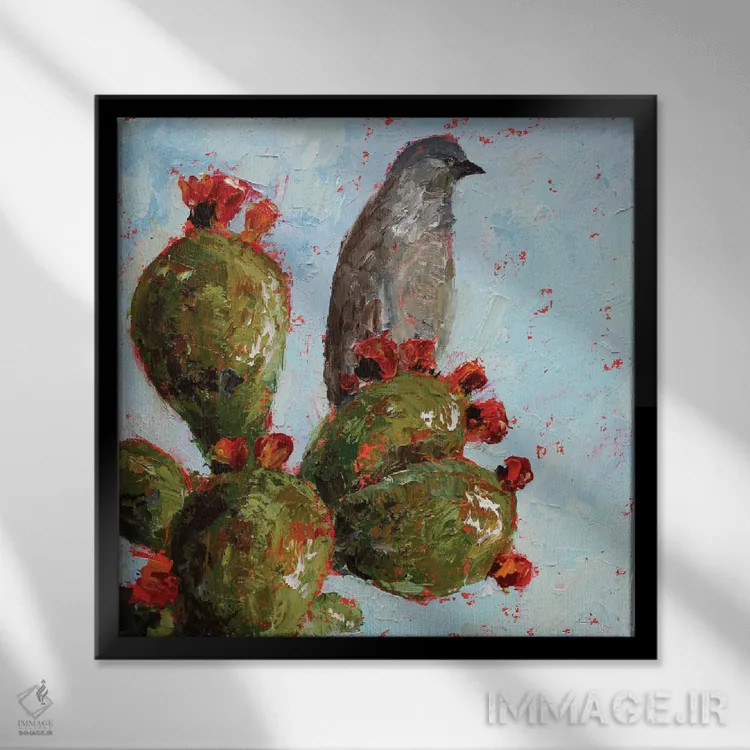 تابلو فنچ (نوعی پرنده کوچک) اثر الکساندرا جاگودا - نمای قابدار مشکی