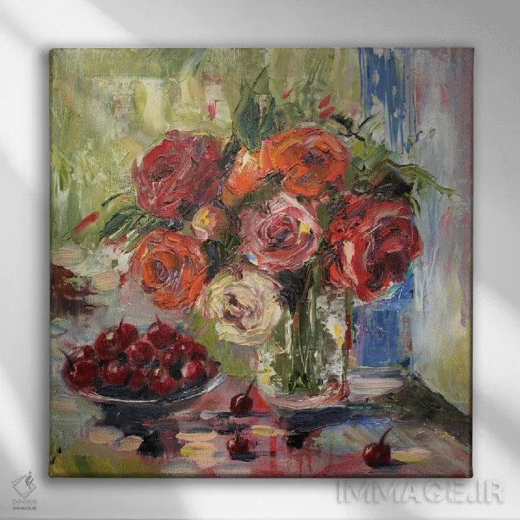 تابلو گلهای تابستانی اثر الکساندرا جاگودا - نمای روبهرو روی دیوار